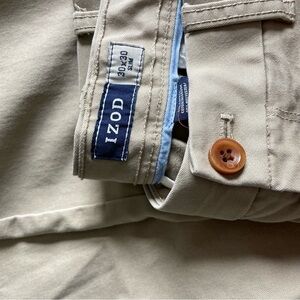 Izod Beige Casual Pants with Button Accent